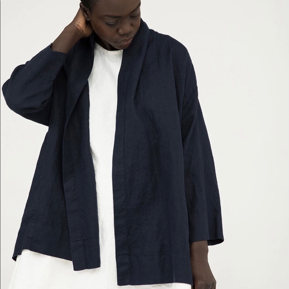 NWT Elizabeth Suzann Clyde Jacket in Navy Midweight Linen - M